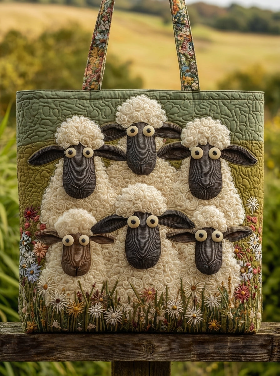 Bolso Artesanal Acolchado "Ovejas Curiosas"