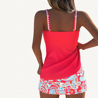 Marina - Bañador Acanalado con Falda Floral