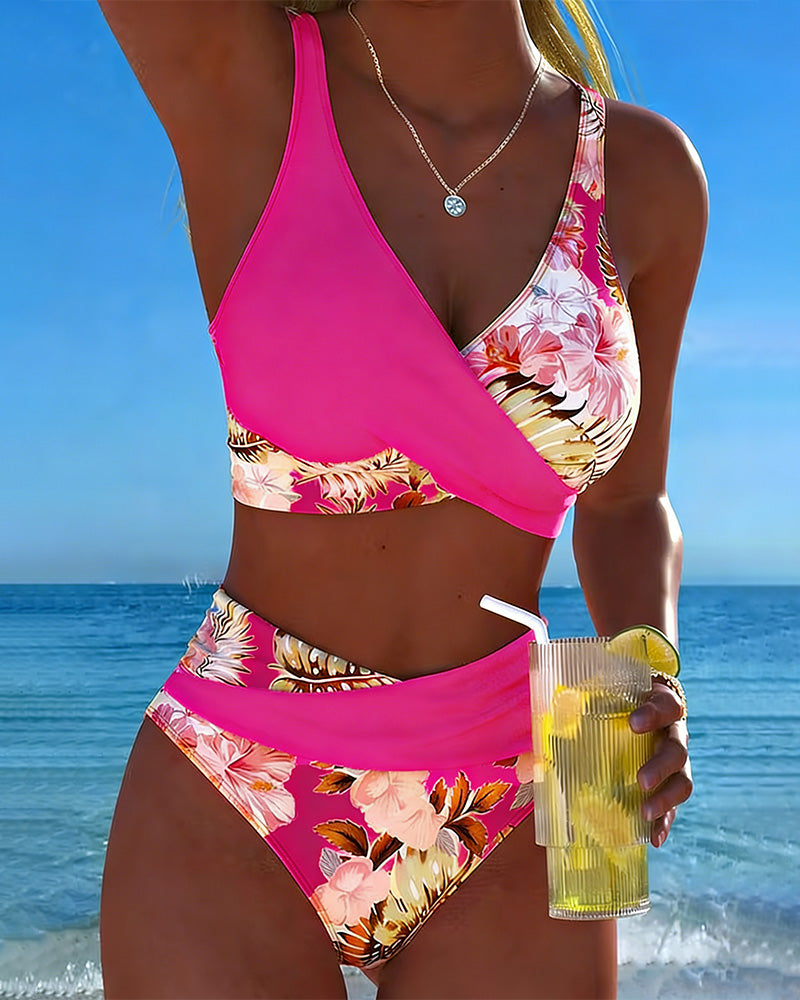 Lucía - Bikini Cruzado Floral con Braga Alta