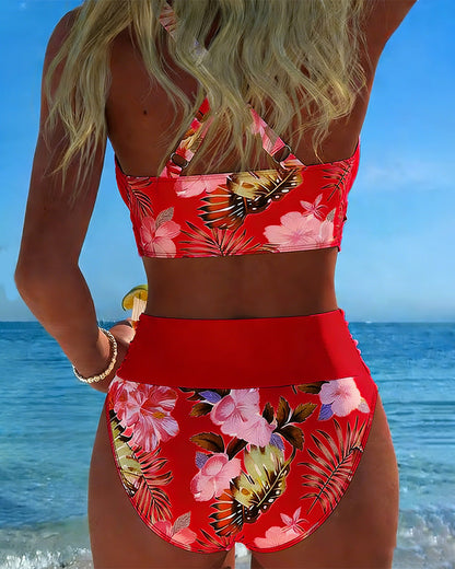 Lucía - Bikini Cruzado Floral con Braga Alta