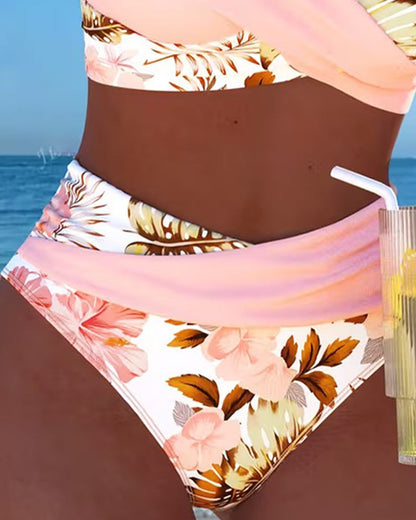Lucía - Bikini Cruzado Floral con Braga Alta