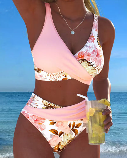 Lucía - Bikini Cruzado Floral con Braga Alta
