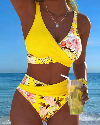 Lucía - Bikini Cruzado Floral con Braga Alta