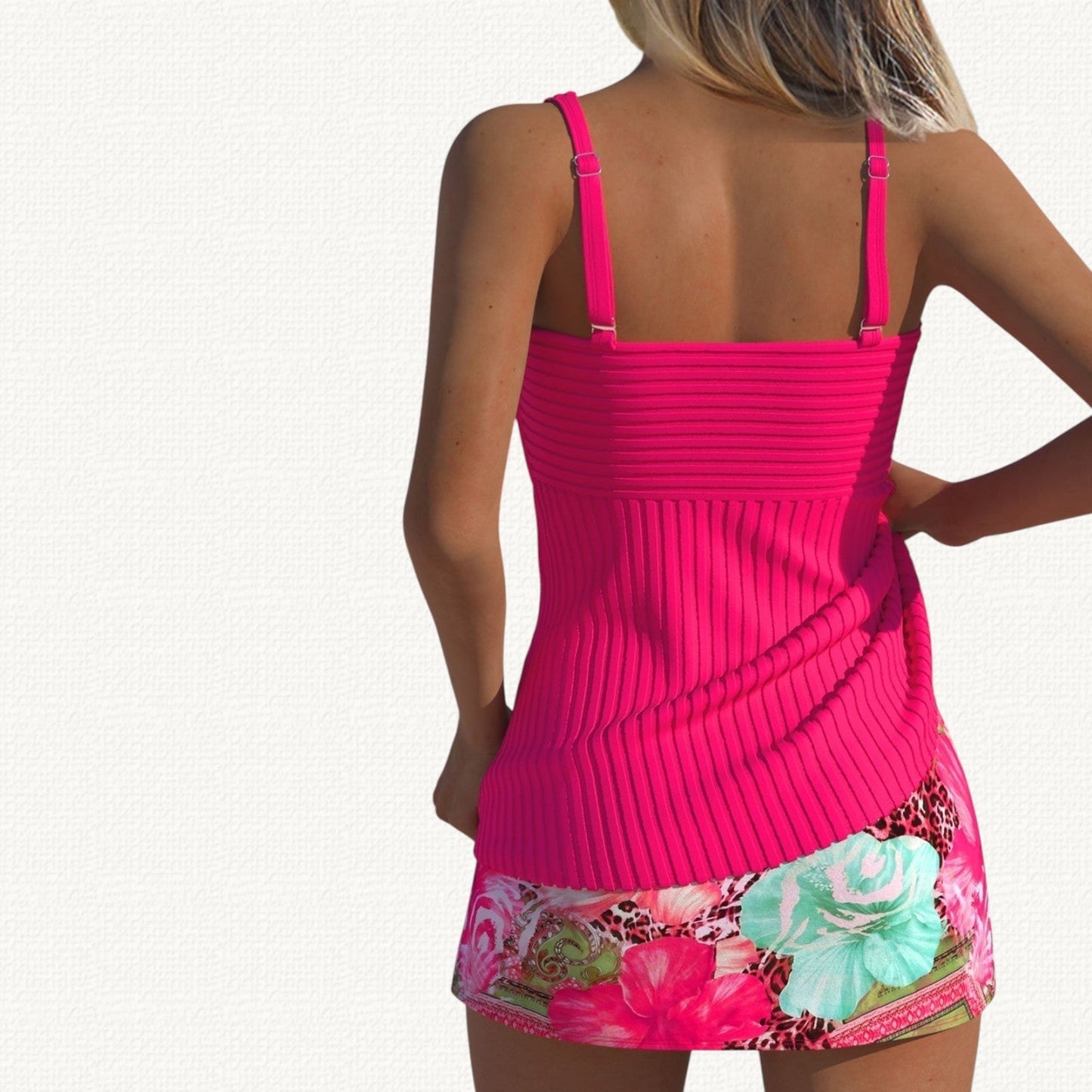 Marina - Bañador Acanalado con Falda Floral