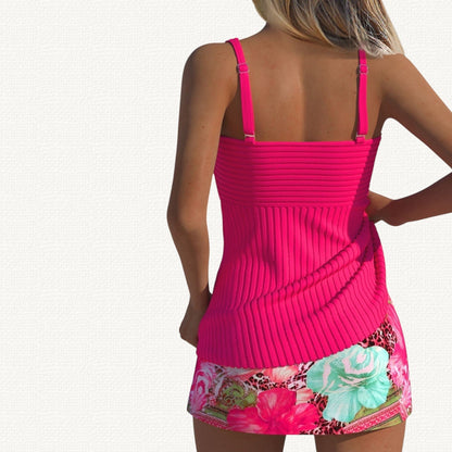 Marina - Bañador Acanalado con Falda Floral