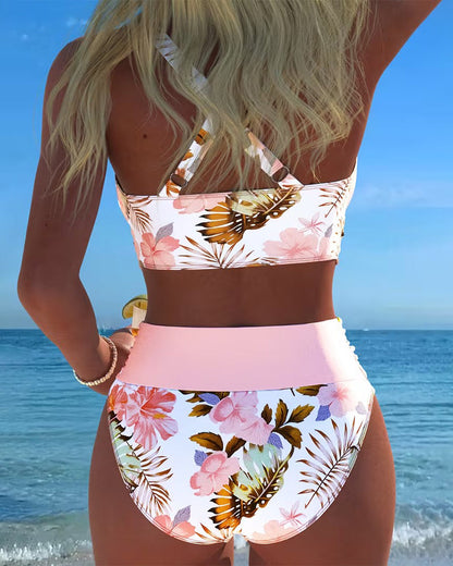 Lucía - Bikini Cruzado Floral con Braga Alta