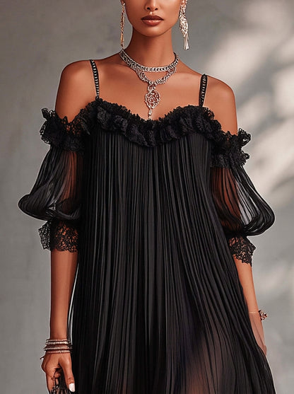 Nuria - Vestido Largo de Gasa con Cuello en V