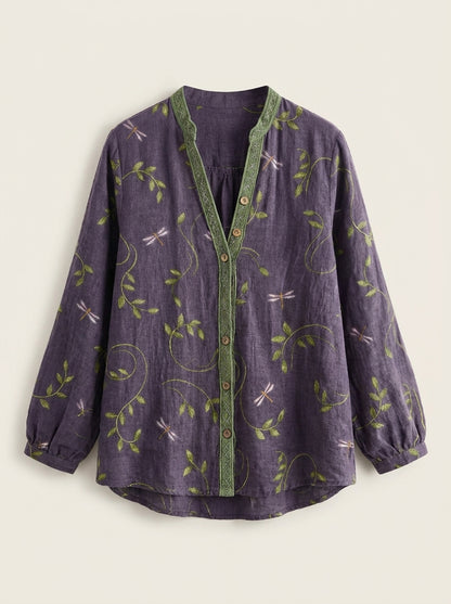 Brianna - Camisa Elegante Vintage con Estampado Floral