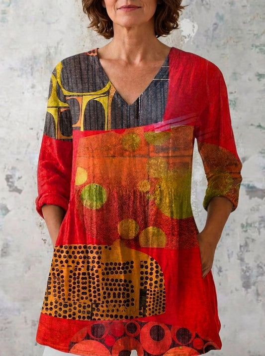 Charo - Blusa Larga con Estampado Llamativo