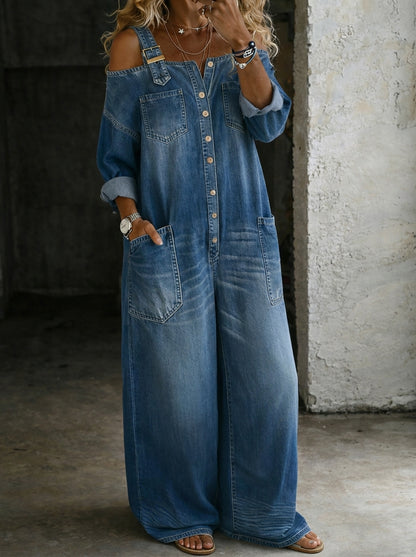 Sofía - Mono Denim con Hombros Descubiertos