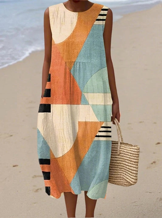 Iris - Vestido Midi con Estampado Geométrico