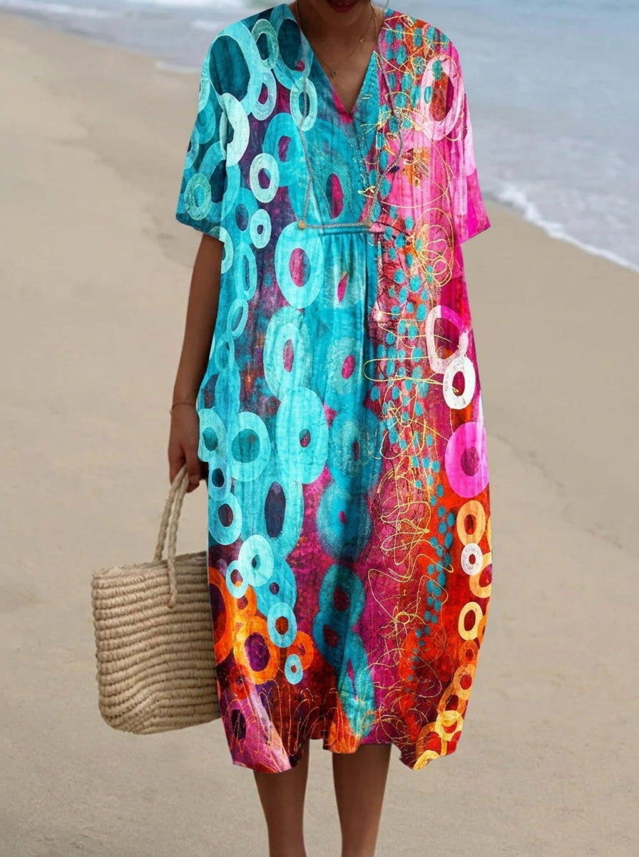 Amara - Vestido Midi Estampado en Colores Vivos
