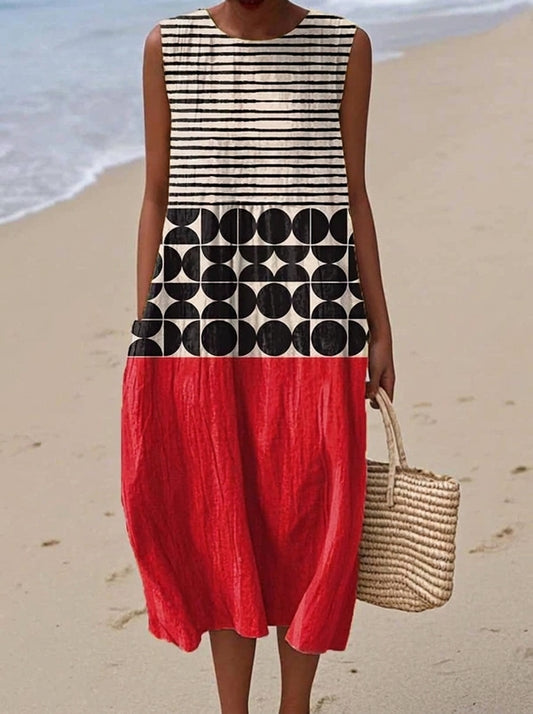 Jane - Vestido Midi con Bloques de Color