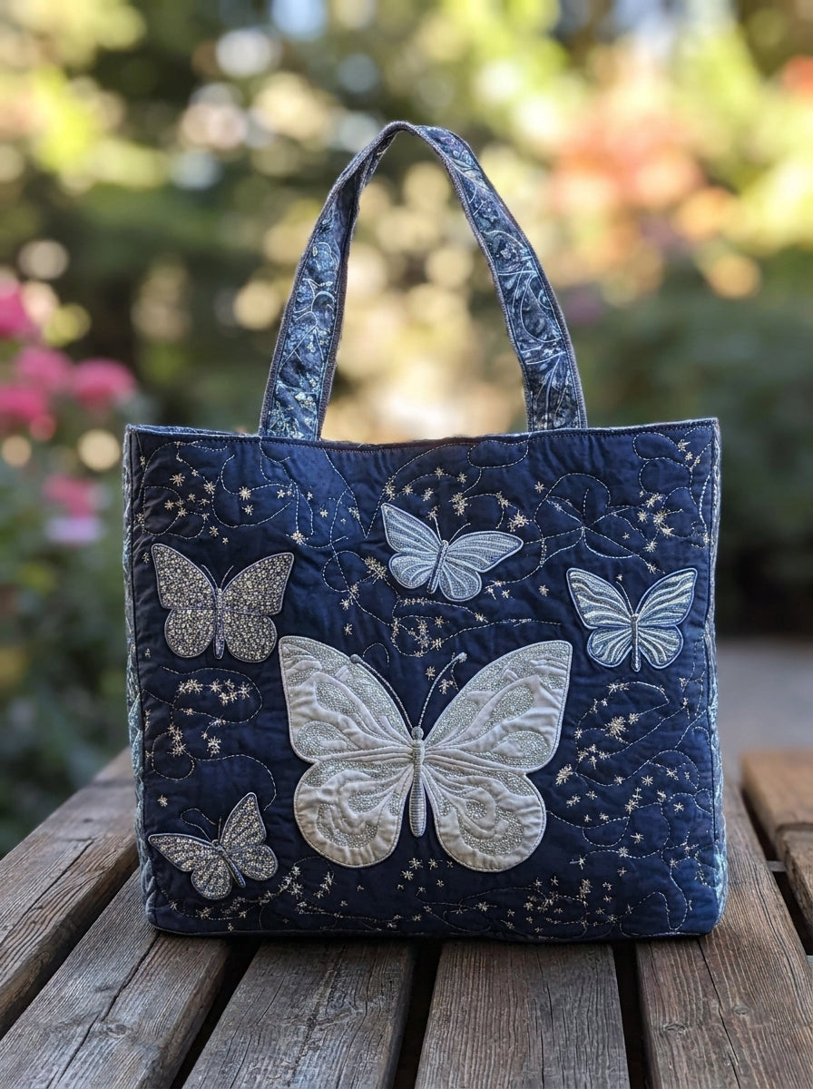Bolso Artesanal Acolchado "Mariposa Plateada"