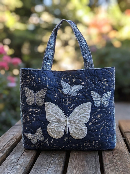 Bolso Artesanal Acolchado "Mariposa Plateada"