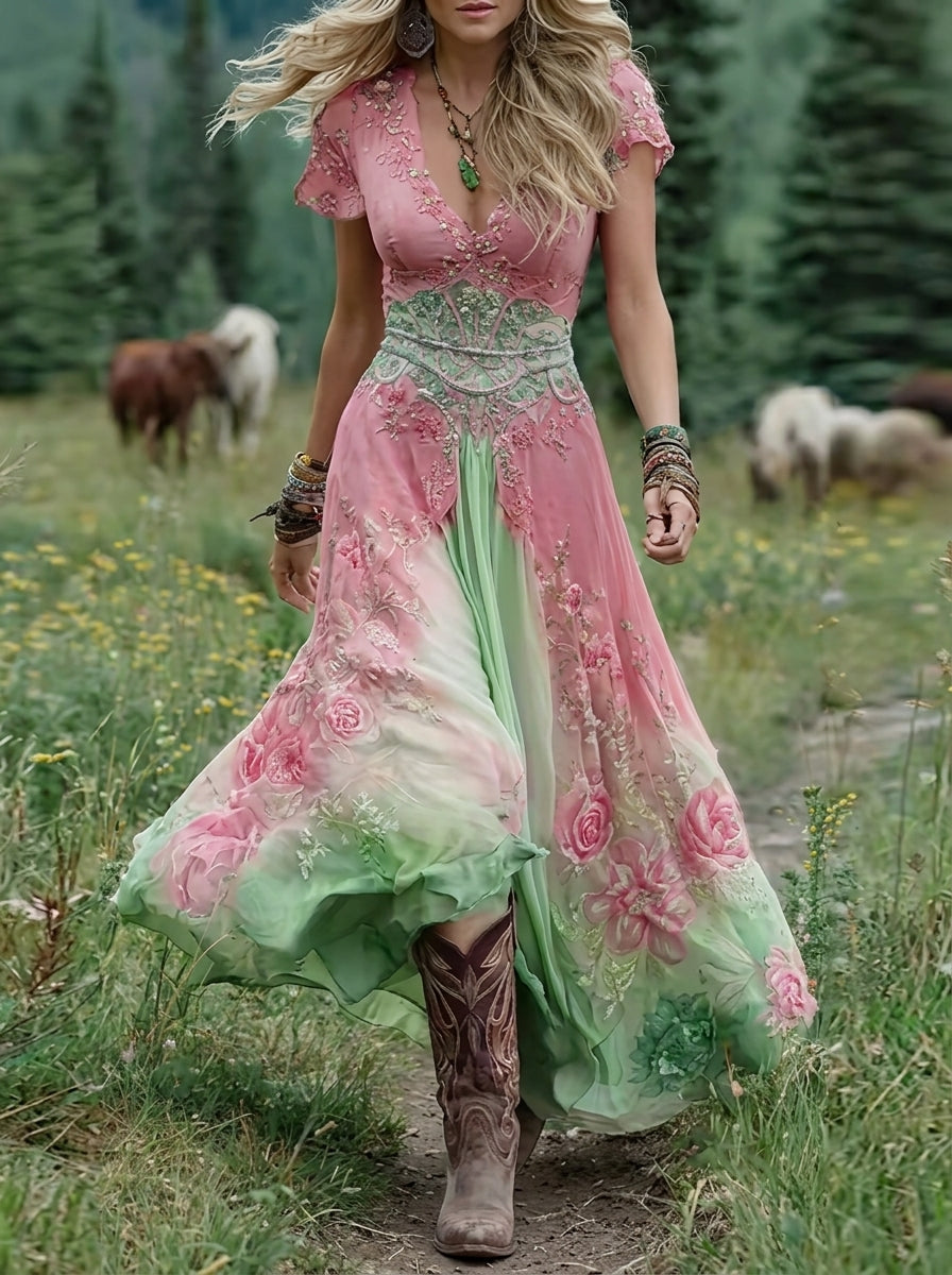 Loli - Vestido Bohemio con Estampado Floral