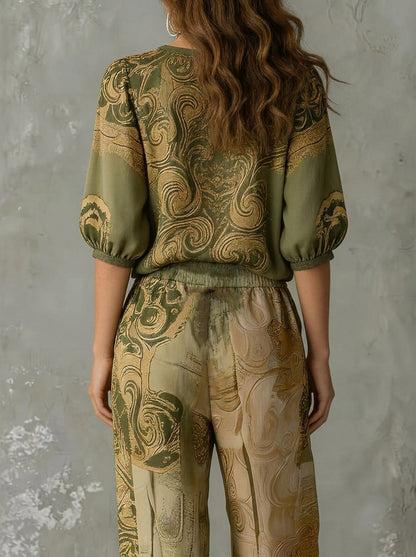 Maribel - Conjunto Elegante con Estampado Bohemio