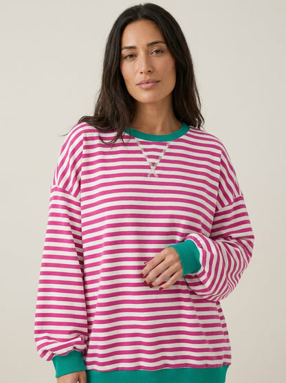 Isabella - Camiseta Manga Larga a Rayas con Cuello Redondo