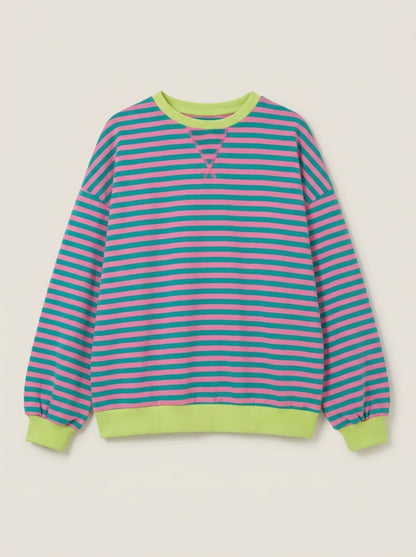 Isabella - Camiseta Manga Larga a Rayas con Cuello Redondo