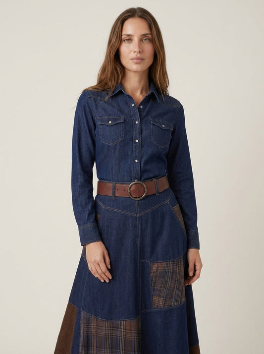 Azucena - Vestido Maxi de Ante con Cinturón