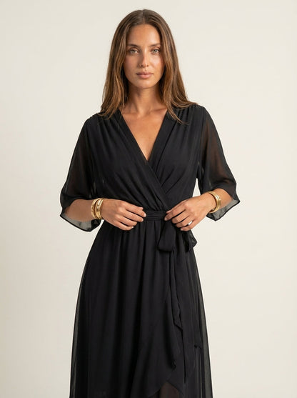 Mónica - Vestido de Chiffon con Escote en V