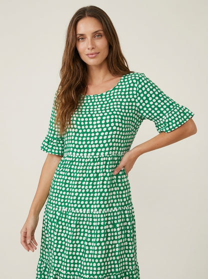 Zara - Vestido Midi de Manga Corta