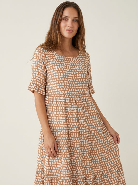Zara - Vestido Midi de Manga Corta