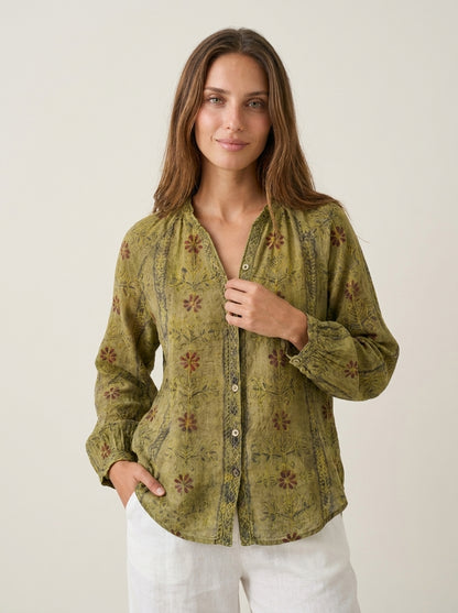 Brianna - Camisa Elegante Vintage con Estampado Floral