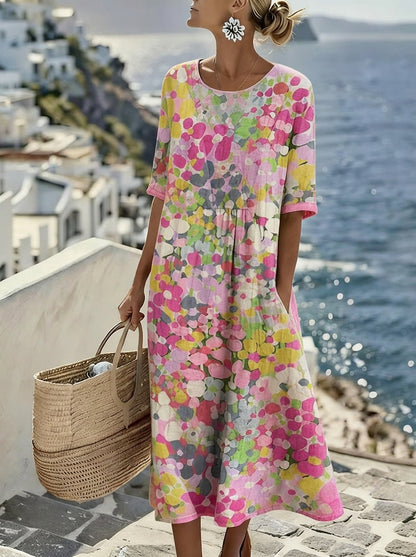 Elena - Vestido Midi Floral Suelto y Ligero